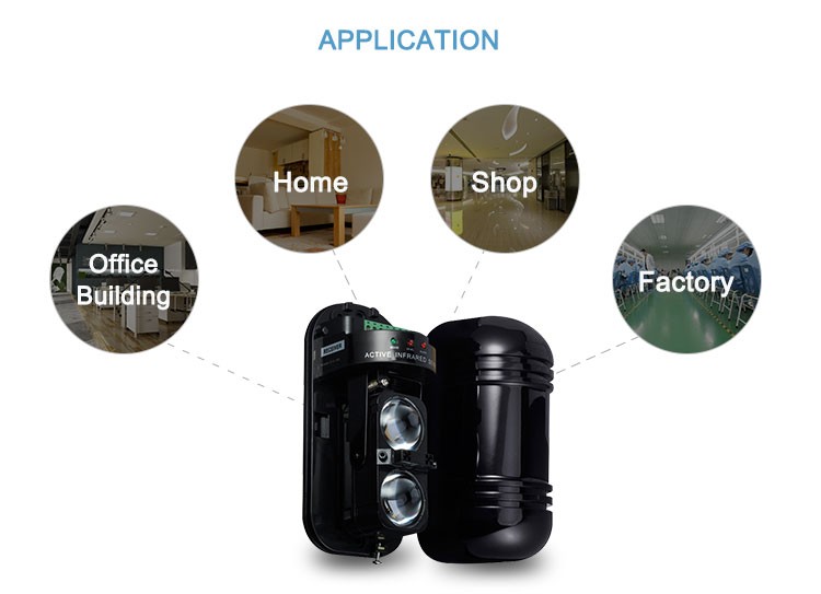 Dual-beam 100-meter active infrared beam detector